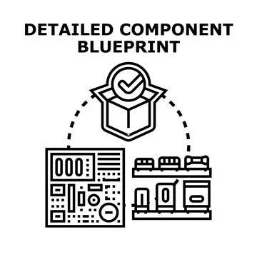 Component engineering planning producing electronic device blueprint Ilustración de archivo