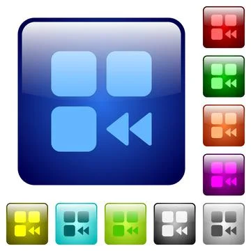 Component fast backward color square buttons Stock Illustration