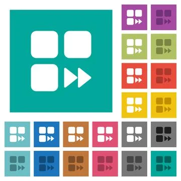 Component fast forward square flat multi colored icons イラスト素材