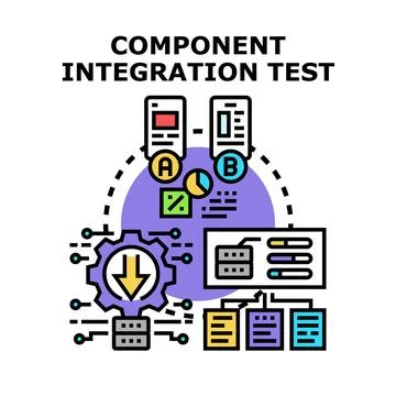 Component integration test process for software development Illustrazione stock