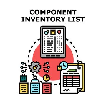 Component inventory list managing process vector concept Stock Illustration