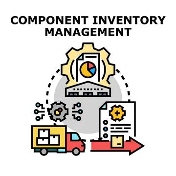 Component inventory management system process concept Ilustración de archivo