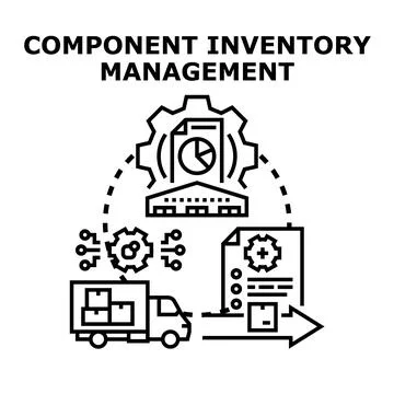 Component inventory management system process concept Stock Illustration