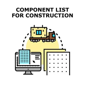 Component list for building construction planning and delivery Stock Illustration