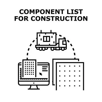 Component list for building construction planning and delivery Stock Illustration