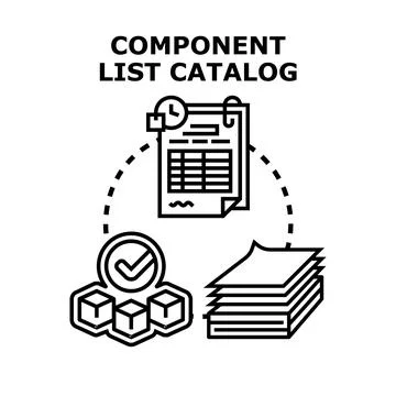 Component list catalog concept illustrating inventory management Ilustración de archivo