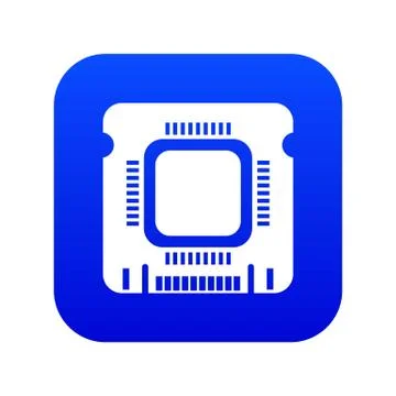 Component microchip icon blue vector Illustrazione stock