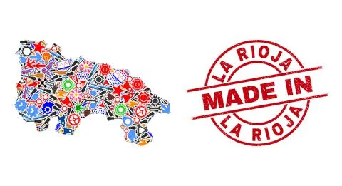 Component Mosaic La Rioja of Spain Map and Made in Distress Watermark Stock Illustration