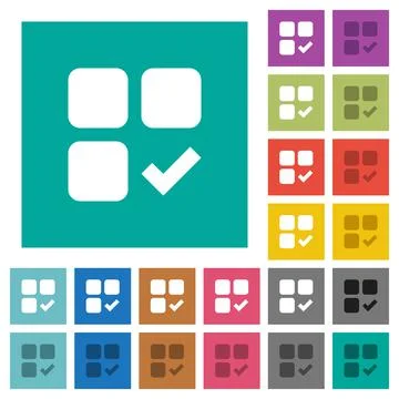 Component ok square flat multi colored icons イラスト素材