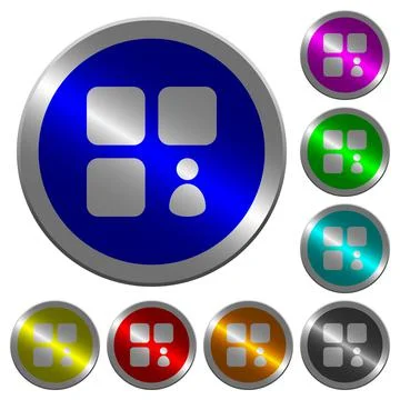 Component owner luminous coin-like round color buttons Stock Illustration