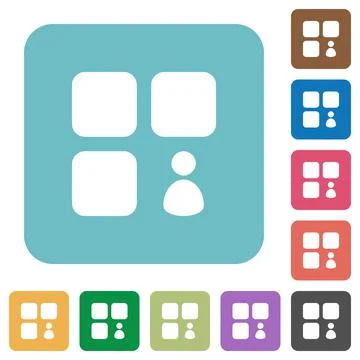Component owner rounded square flat icons Stock Illustration