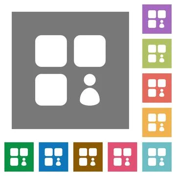 Component owner square flat icons Stock Illustration