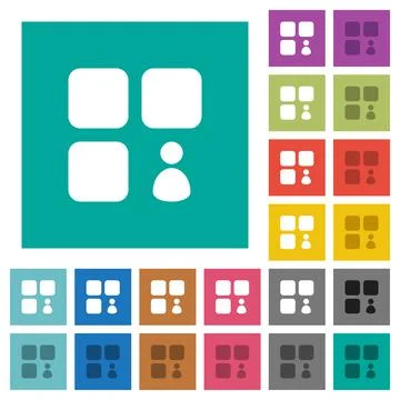 Component owner square flat multi colored icons Stock Illustration