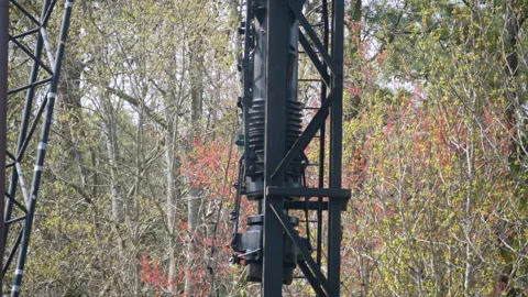 Component Of A Pile Driver Held Up By A Crane Stock Footage 296024433