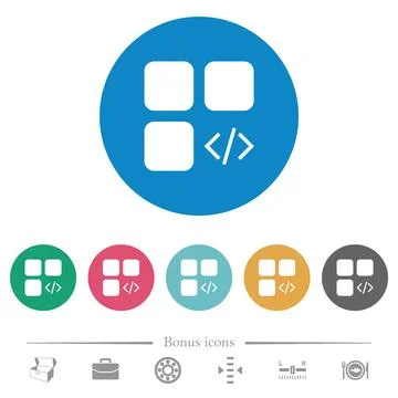 Component programming flat round icons Stockillustratie