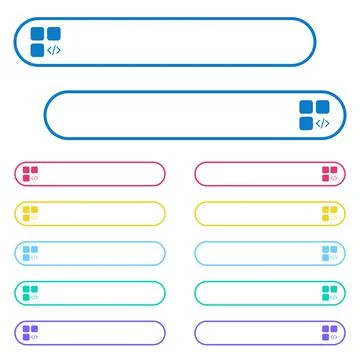 Component programming icons in rounded color menu buttons 스톡 일러스트