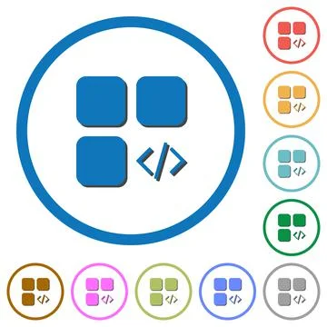 Component programming icons with shadows and outlines 스톡 일러스트