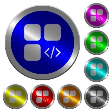 Component programming luminous coin-like round color buttons Illustrazione stock