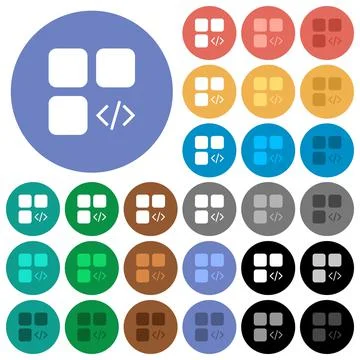 Component programming round flat multi colored icons 스톡 일러스트