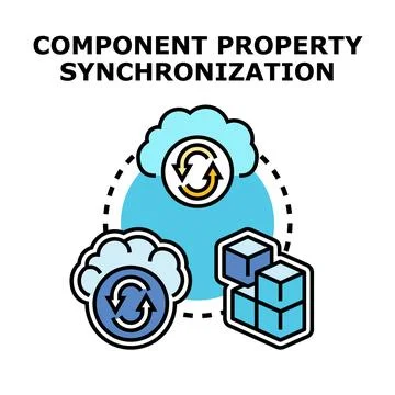 Component property synchronization concept vector illustration Illustrazione stock