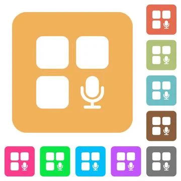 Component recording rounded square flat icons Illustrazione stock