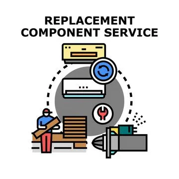 Component service and replacement process illustration Ilustración de archivo
