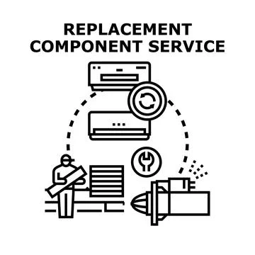 Component service and replacement process illustration Stock Illustration