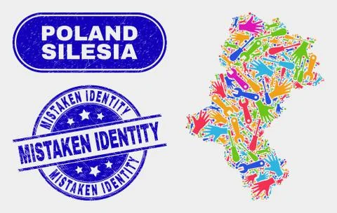 Component Silesian Voivodeship Map and Distress Mistaken Identity Watermarks Stock Illustration