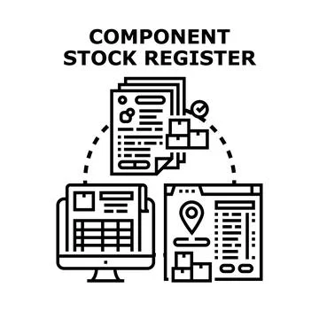 Component stock register managing logistics inventory documentation Stock Illustration
