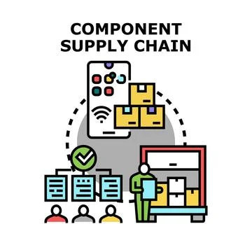 Component supply chain management and digital logistics solution Stock Illustration