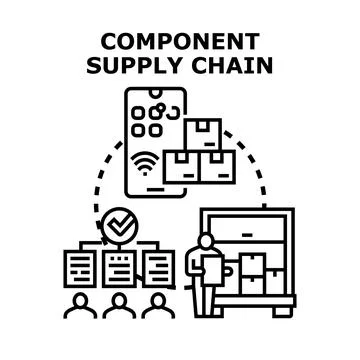 Component supply chain management and digital logistics solution イラスト素材
