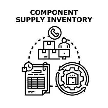 Component supply inventory management planning process Stock Illustration