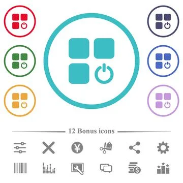Component switch flat color icons in circle shape outlines Stock Illustration