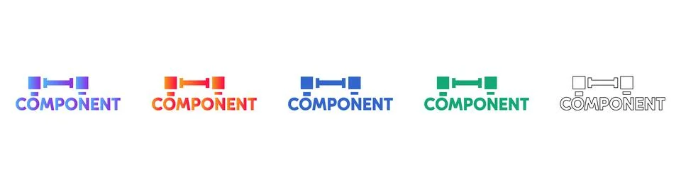 Component System Label Icon Set in Gradient and Outline Illustrazione stock