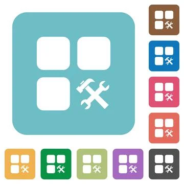 Component tools rounded square flat icons Stock Illustration