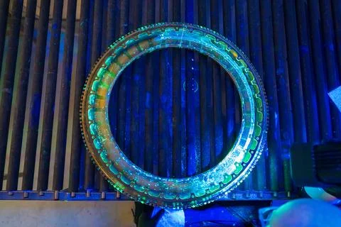 Component is undergoing fluorescent penetrant testing Stock Photos