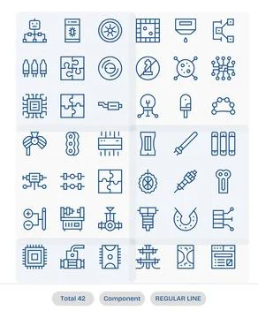 Component Vector Icon Collection featuring 42 Display Perfect Retina Ready .. Stock Illustration