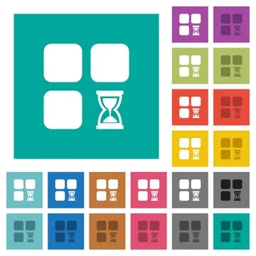 Component waiting square flat multi colored icons Stock Illustration