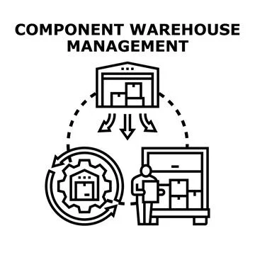Component warehouse management concept vector illustration Stock Illustration