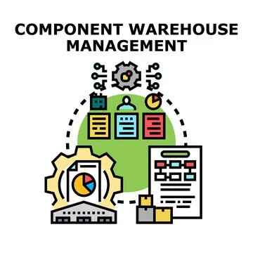 Component warehouse management solution implementing supply chain logistics 스톡 일러스트