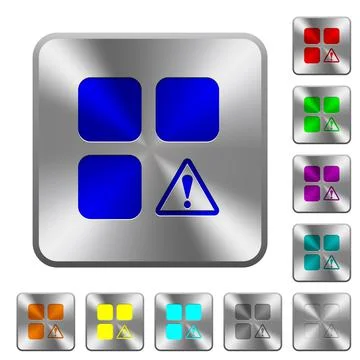 Component warning rounded square steel buttons Stock Illustration
