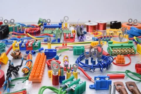Components and accessories for use in electrical installations Stock Photos