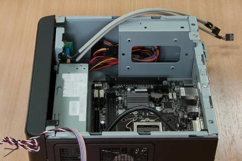 Components and case for assembly of personal computer. 스톡 사진