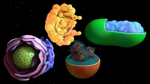 Components of a Cell Nucleus Mitochondrium Lysosome Golgi Biology 3D Model