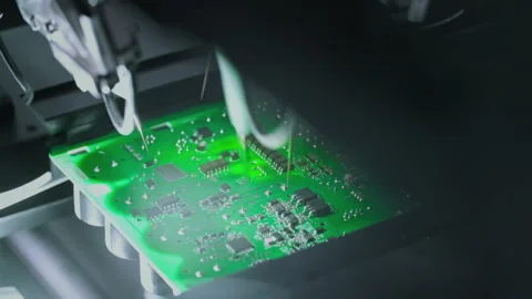 Components on circuit board. Graphics processing unit, GPU processor. Artificial Stock Footage 319051674