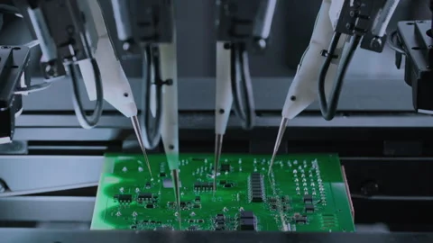 Components on circuit board. Graphics processing unit, GPU processor. Artificial Stock Footage 319213575