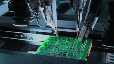 Components on circuit board. Graphics processing unit, GPU processor. Artificial Stock Footage 319213695