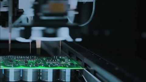Components on circuit board. Graphics processing unit, GPU processor. Artificial Stock Footage 319213843
