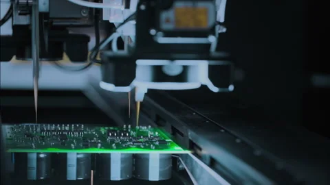 Components on circuit board. Graphics processing unit, GPU processor. Artificial Stock Footage 319213867