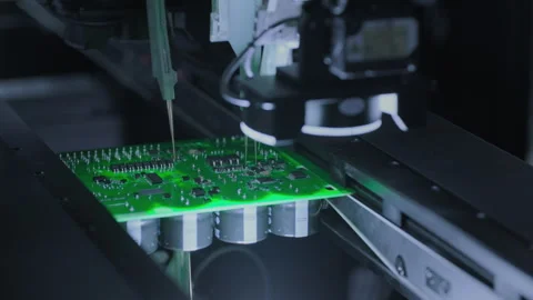 Components on circuit board. Graphics processing unit, GPU processor. Artificial Stock Footage 319213884